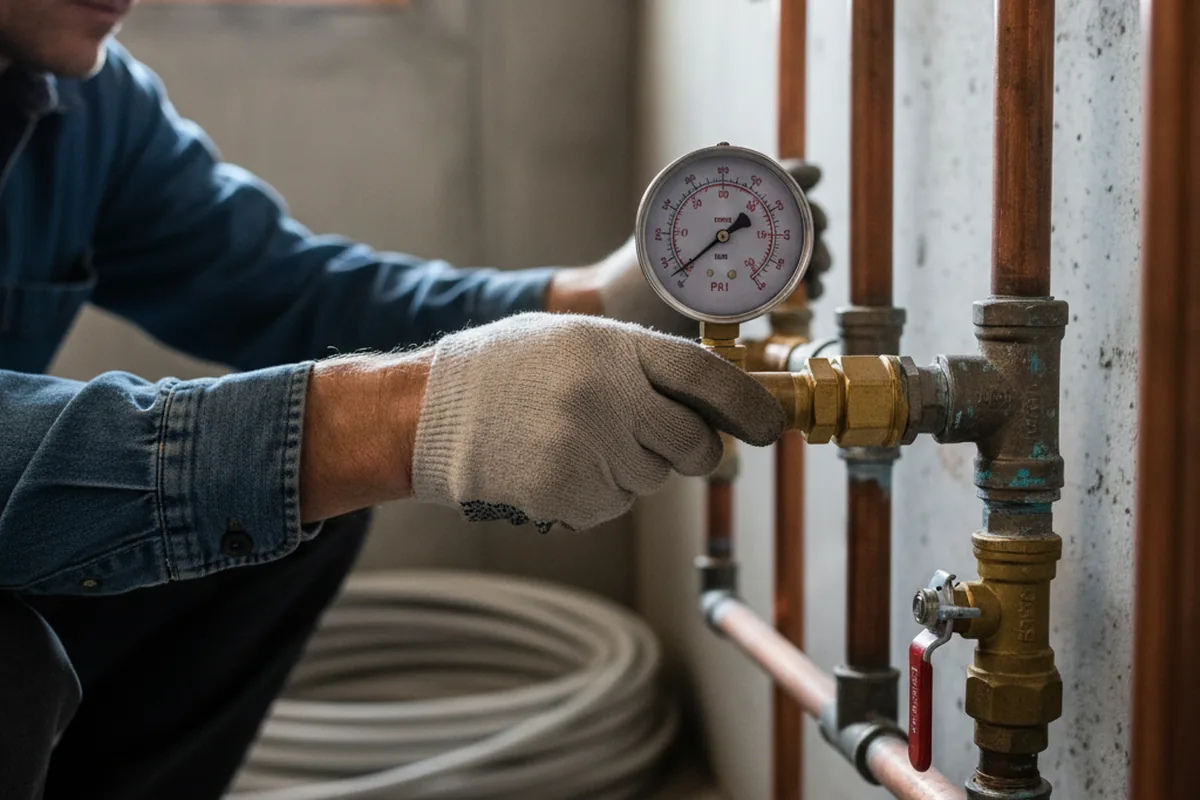 Pressure testing a repaired line during Water Line Repair in Waldorf